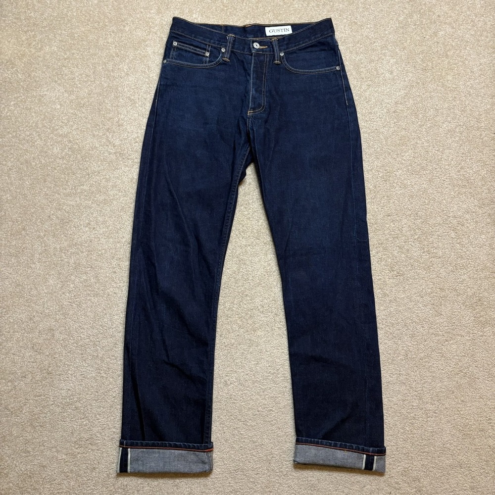 Gustin #11 Standard Selvedge Jeans Mens 32x32 Dark Blue Raw Cone Mills Denim USA